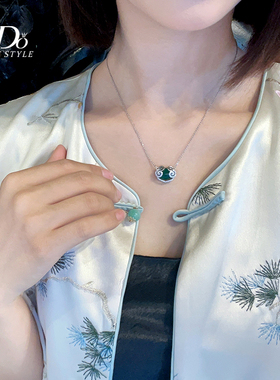 绿玛瑙平安锁颈链项链锁骨链女