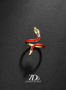 女新中式红绳金蛇戒指女