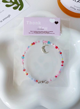 甜美原创串珠手链ins风记忆钢圈米珠手串小众闺蜜精致手饰盲盒