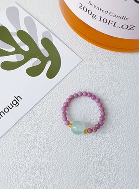 纯手工串珠戒指可爱少女心米珠戒指成品