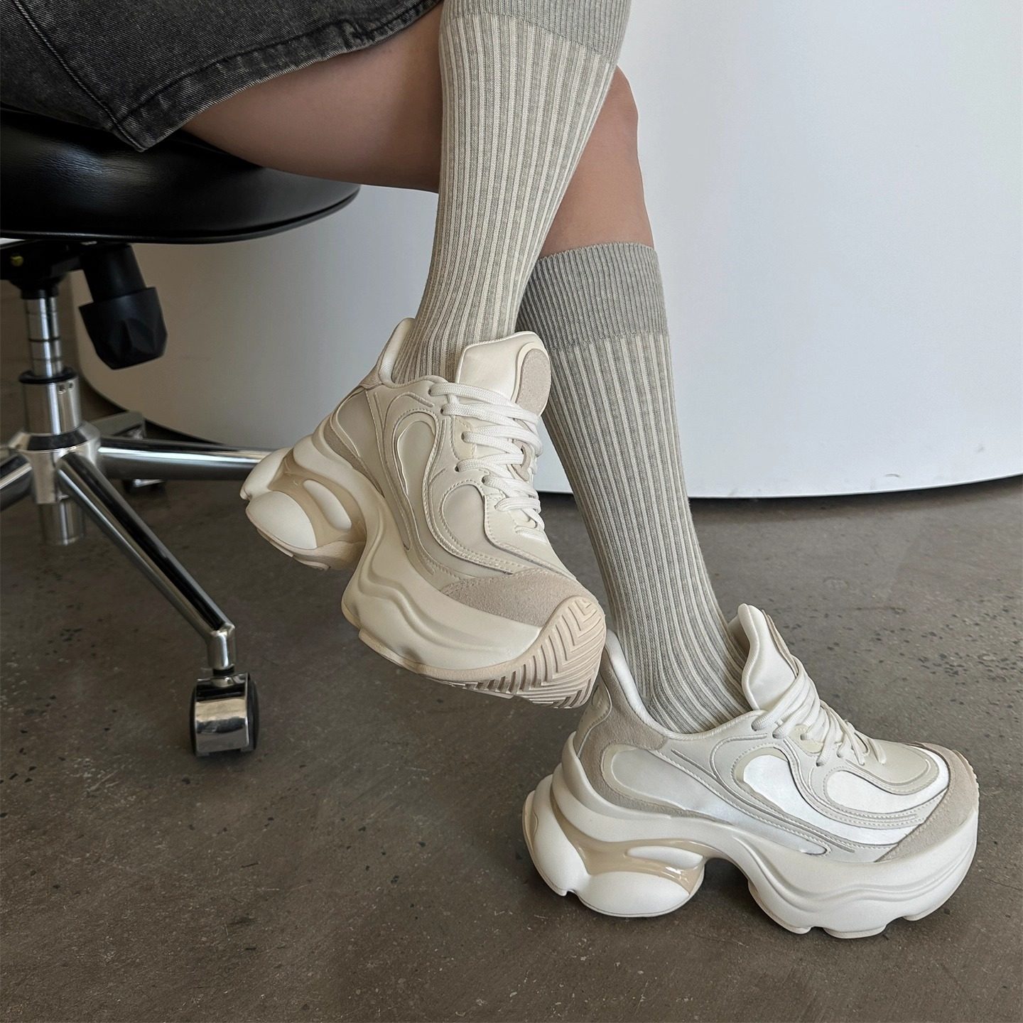 SGIRL TWTW2026春季新款厚底增高气垫绑带老爹鞋女百搭运动休闲鞋,淘宝优惠券,粉丝福利购,淘宝优惠卷