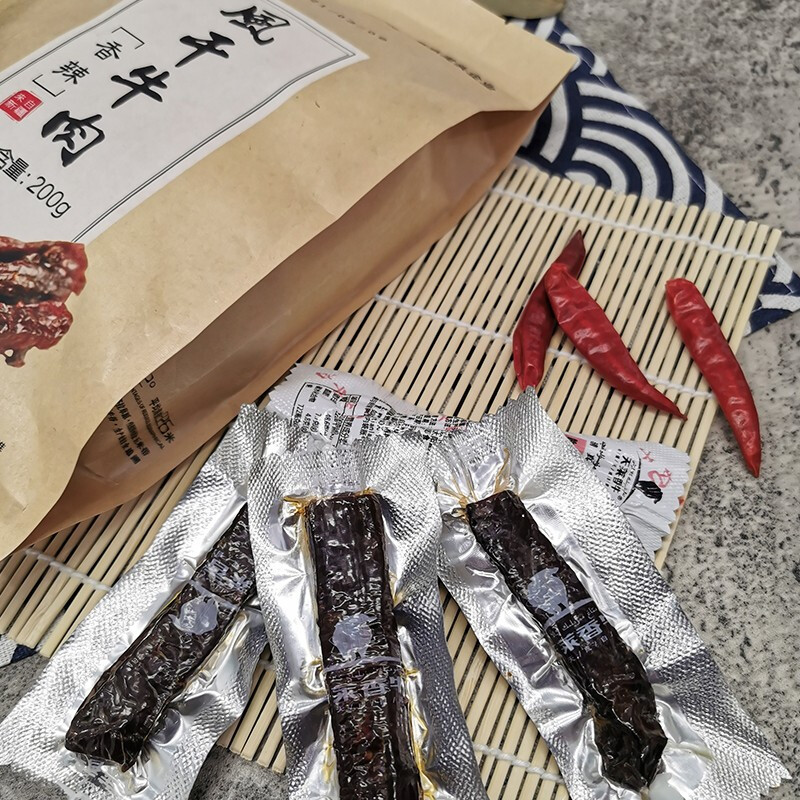 天莱香牛新疆风干牛肉干200g小包装方便健身办公零食熟食充饥速食-图2