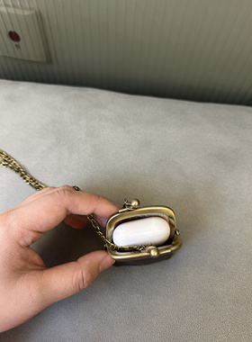 原创设计自己做的迷你口金包项链牛皮复古可以斜挎可以放耳机