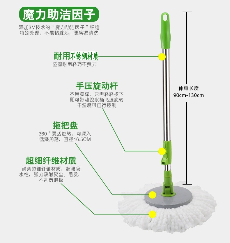 包邮 3M思高手压式旋转拖把杆 旋风拖杆 T0T1T2T3T4T5TS拖把 - 图2