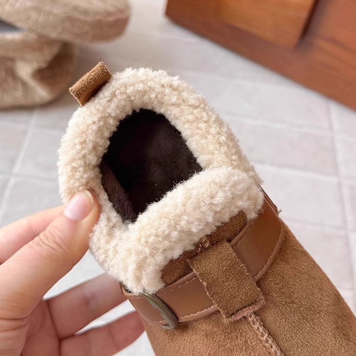 真皮女童勃肯鞋加绒儿童鞋子2025冬季新款男女童二棉鞋毛毛豆豆鞋,淘宝优惠券,粉丝福利购,淘宝优惠卷