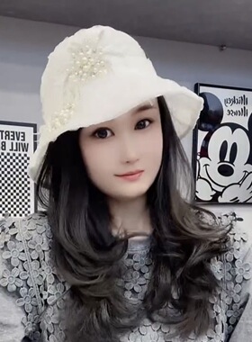 2025新款重工刺绣烟花珍珠花朵遮阳帽女春夏天出游日系遮脸防晒款