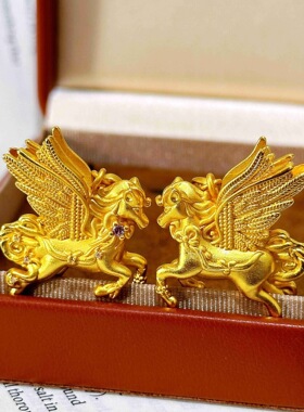 金店同款沙金饰品镶钻飞天小马吊坠本命年生肖马毛衣链配饰