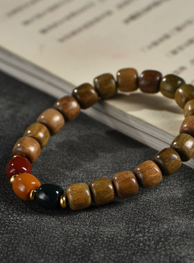 黑檀新山檀绿檀黑花梨红绿灯老型珠文玩手串手链男女情侣款念珠