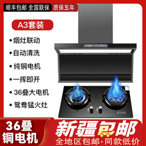 Xinjiang Range Hood Cooker Suit Large Suction Body Sensation Fire Stoves Top Side Double Suck Intelligent Voice Copper Motor