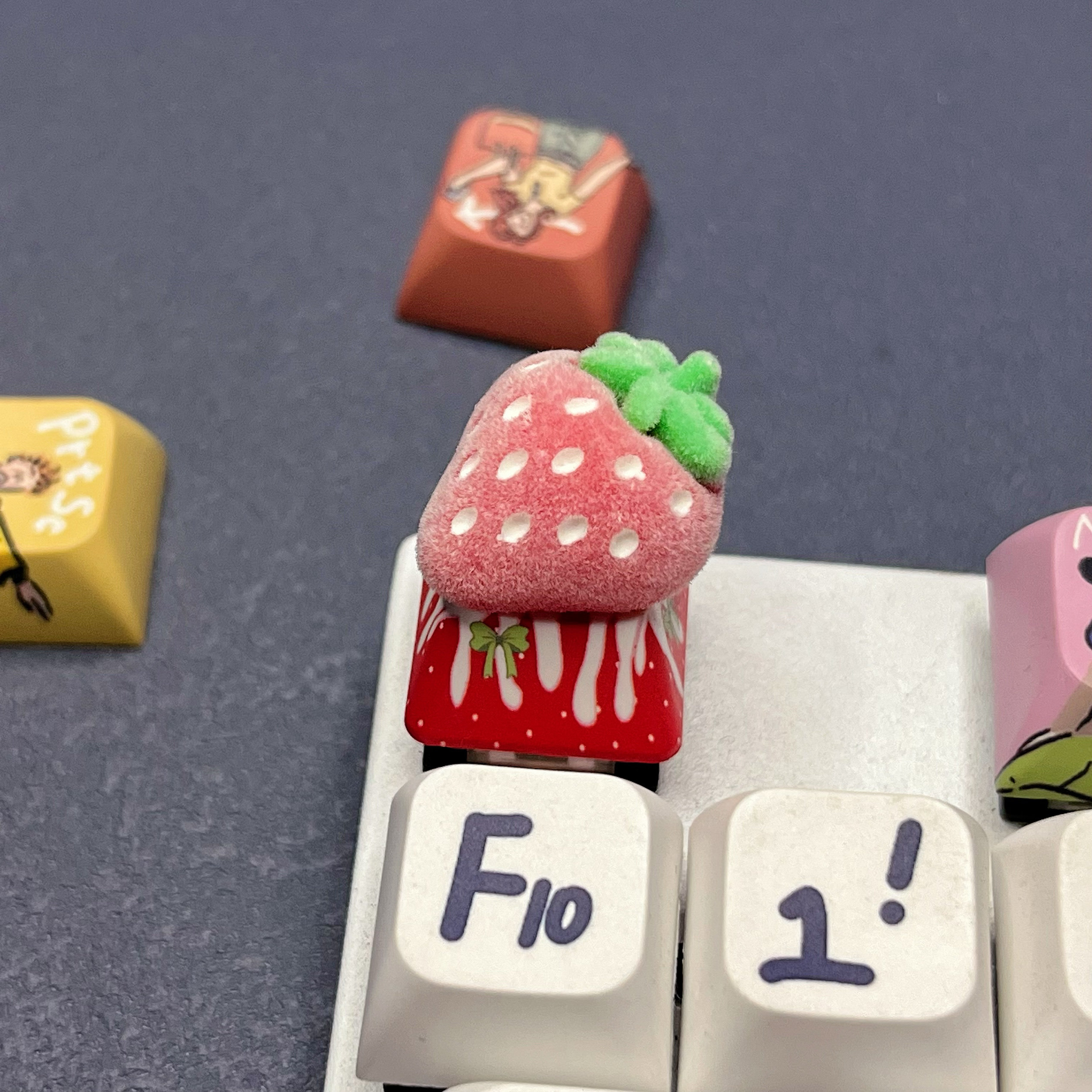 卡通甜美个性水果毛绒蜜桃键帽机械键盘可爱立体菠萝草莓键帽装饰,淘宝优惠券,粉丝福利购,淘宝优惠卷