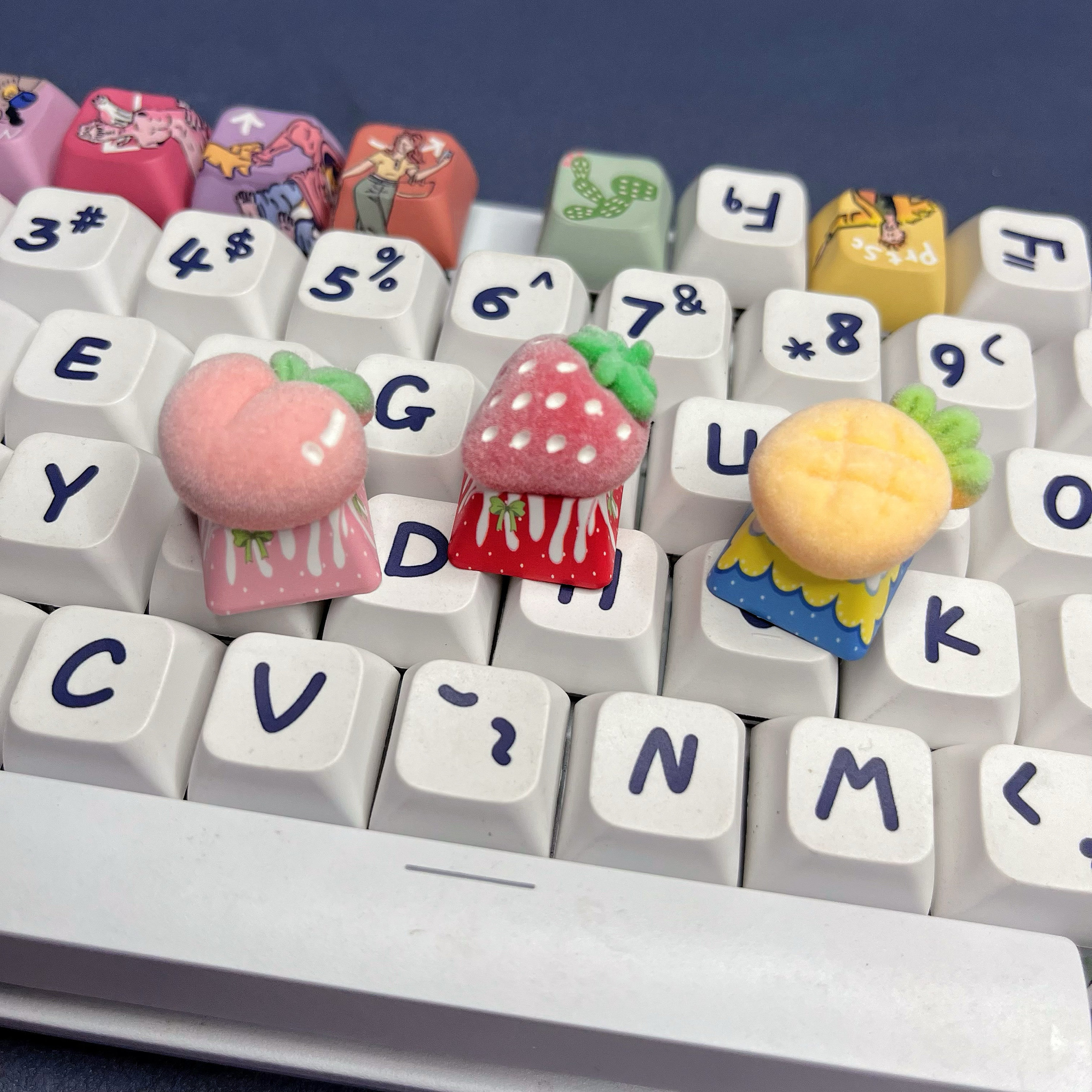 卡通甜美个性水果毛绒蜜桃键帽机械键盘可爱立体菠萝草莓键帽装饰,淘宝优惠券,粉丝福利购,淘宝优惠卷