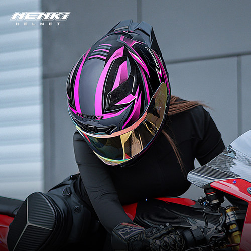 NENKI情侣摩托车头盔男女机车赛车四季全盔儿童防雾大尾翼3C认证 - 图2