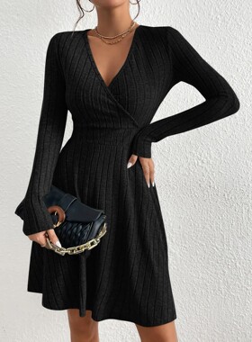 Autumn and Winter New Women's Knitted Slim Sexy Sheath Dress