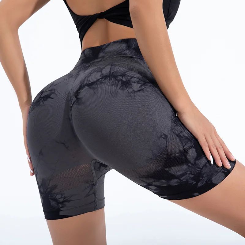 High Waist Butt Lift Shorts Women Seamless Tie Dye Shorts Gy - 图3