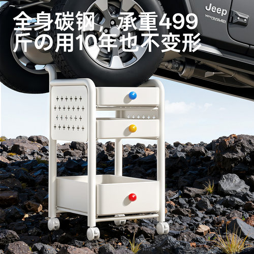 日本书包置物架可移动带轮书架小推车桌面下桌边多层收纳放置神器 - 图2