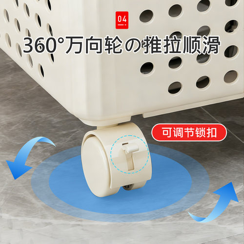 日本浴室柜下脏衣篓家用脏衣服收纳筐带轮推车杂物置物架储物筐子 - 图2