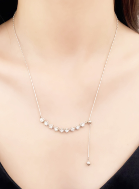 「九珠垂虹」纯银s925项链简约9个皓石圆蛇项链送女朋友生日礼物