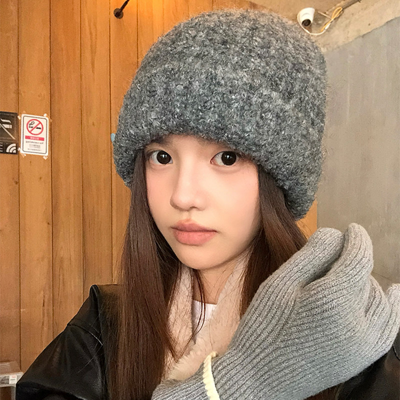 Charn Kiond 日本设计师联名款灰色护耳毛线帽毛绒百搭包头冷帽潮,淘宝优惠券,粉丝福利购,淘宝优惠卷