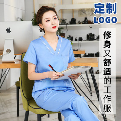 洗手衣短袖医生服纯棉手术衣服女美容院工作服男手术室刷手服长袖 虎窝淘