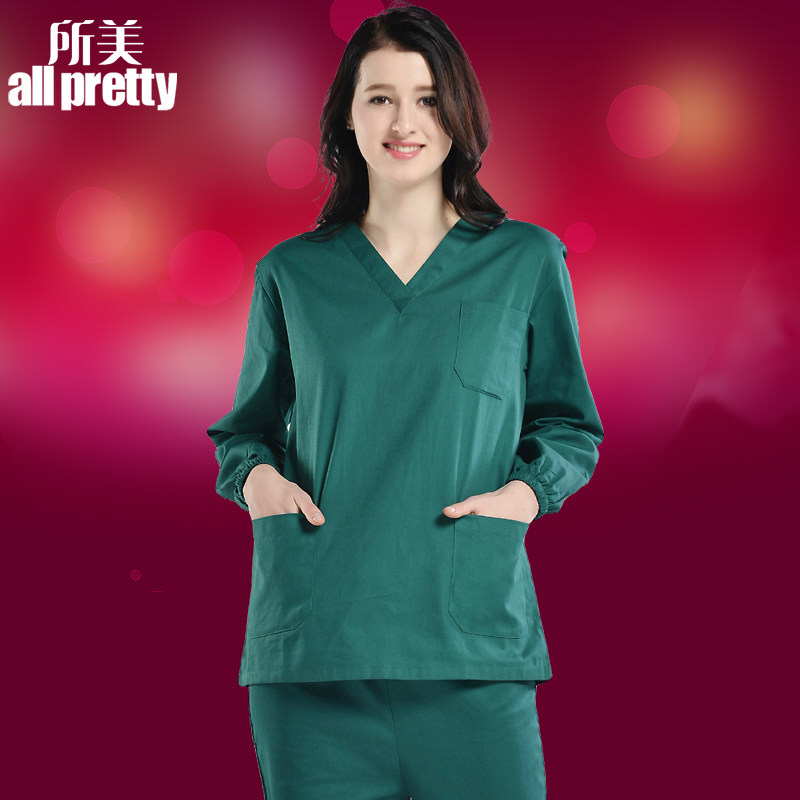 全棉紫色短袖套装护士手术服 所美医护制服