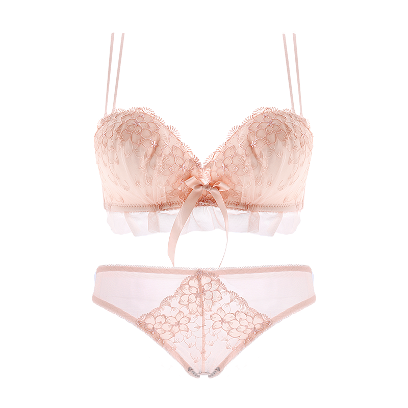 无钢圈加厚模杯小胸学生少女生内裤 多情猫文胸