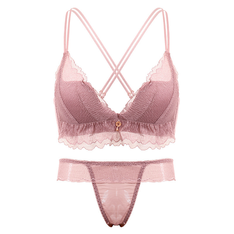 内衣女士无钢圈聚拢性感 多情猫文胸套装