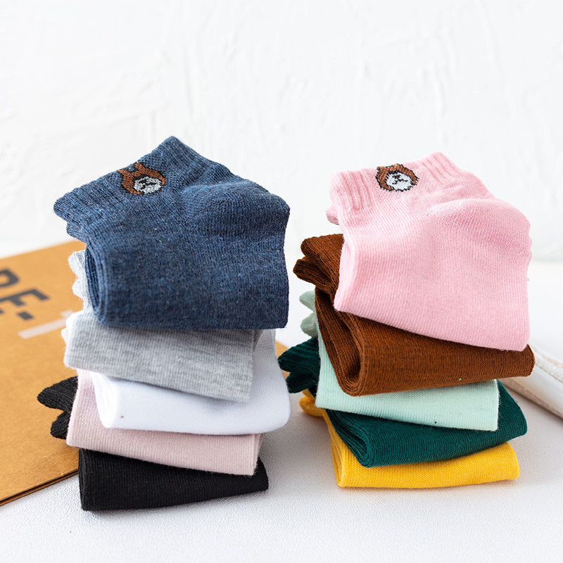 裂歌浅口春秋季短筒小熊中筒女短袜 裂歌短袜/打底袜/丝袜/美腿袜