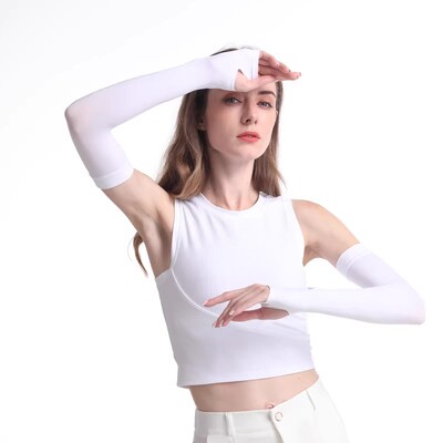 冰薄防晒袖套女防紫外线手袖户外夏长款手护臂开车骑行冰袖聚媒