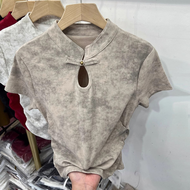 New short-sleeved waist pleated top