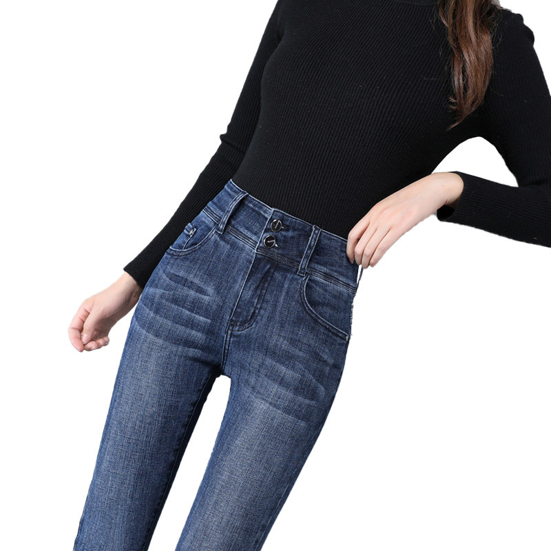 高腰小脚秋冬2021年新款显瘦牛仔裤 蓝瑟牛仔裤