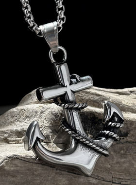 大号船锚项链嘻哈男士