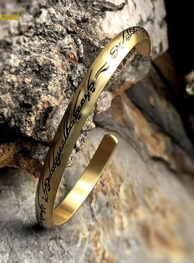 开口手镯钛钢魔戒男可调节