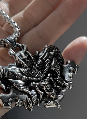 暗黑男钛钢吊坠项链大号