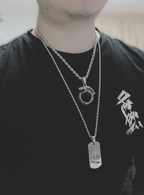 时尚水波链项链钛钢男配链
