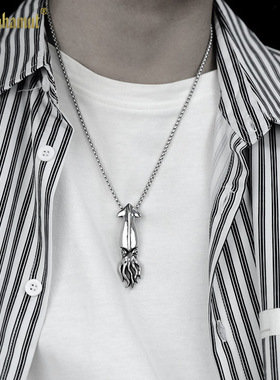 克苏鲁吊坠项链钛钢蛇骨链男女