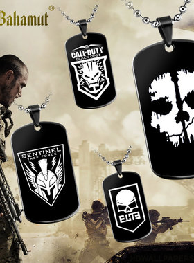 钛钢黑色闪电军牌配链男性饰品