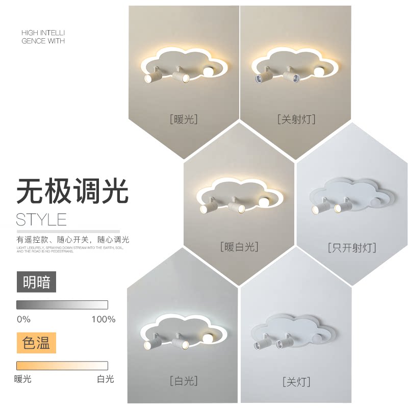 创意云朵吸顶灯led现代简约儿童房卧室灯客厅灯卡通温馨中山灯具_虎窝淘