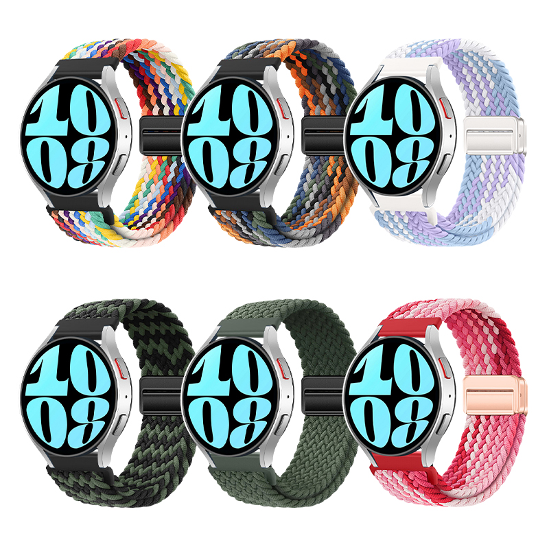 适用三星手表表带Watch7/FE/6/5Pro尼龙编织磁吸s3/4classic腕带智能Galaxy运动Gear替换S3表链Active1/2配件 - 图2