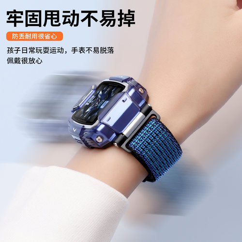 适用于华为儿童手表5Pro表带编织尼龙魔术贴腕带HUAWEI智能儿童电话手表5pro透气运动替换表链专用保护壳配件 - 图1