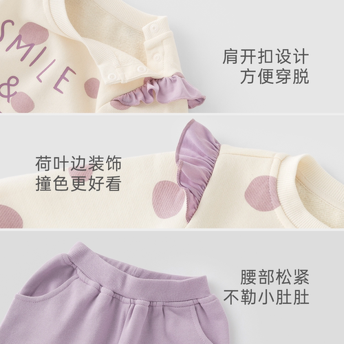 春秋季卫衣套装两件套女宝宝抓绒保暖休闲裤分体婴儿衣服外出洋气 - 图3