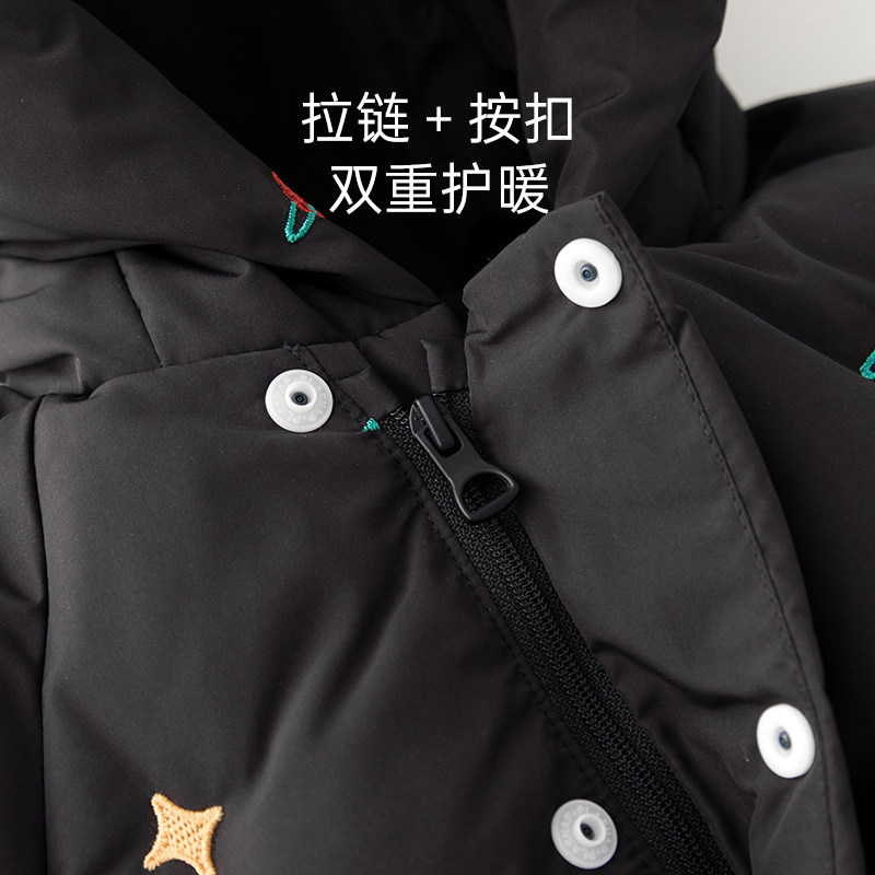 婴幼儿三防羽绒服连体哈衣冬季宝宝加厚保暖鸭绒连帽外出爬服黑色,淘宝优惠券,粉丝福利购,淘宝优惠卷