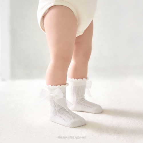 乖奇熊女宝宝可爱中筒袜夏季新生婴儿薄款弹力袜子不勒护脚袜 - 图0