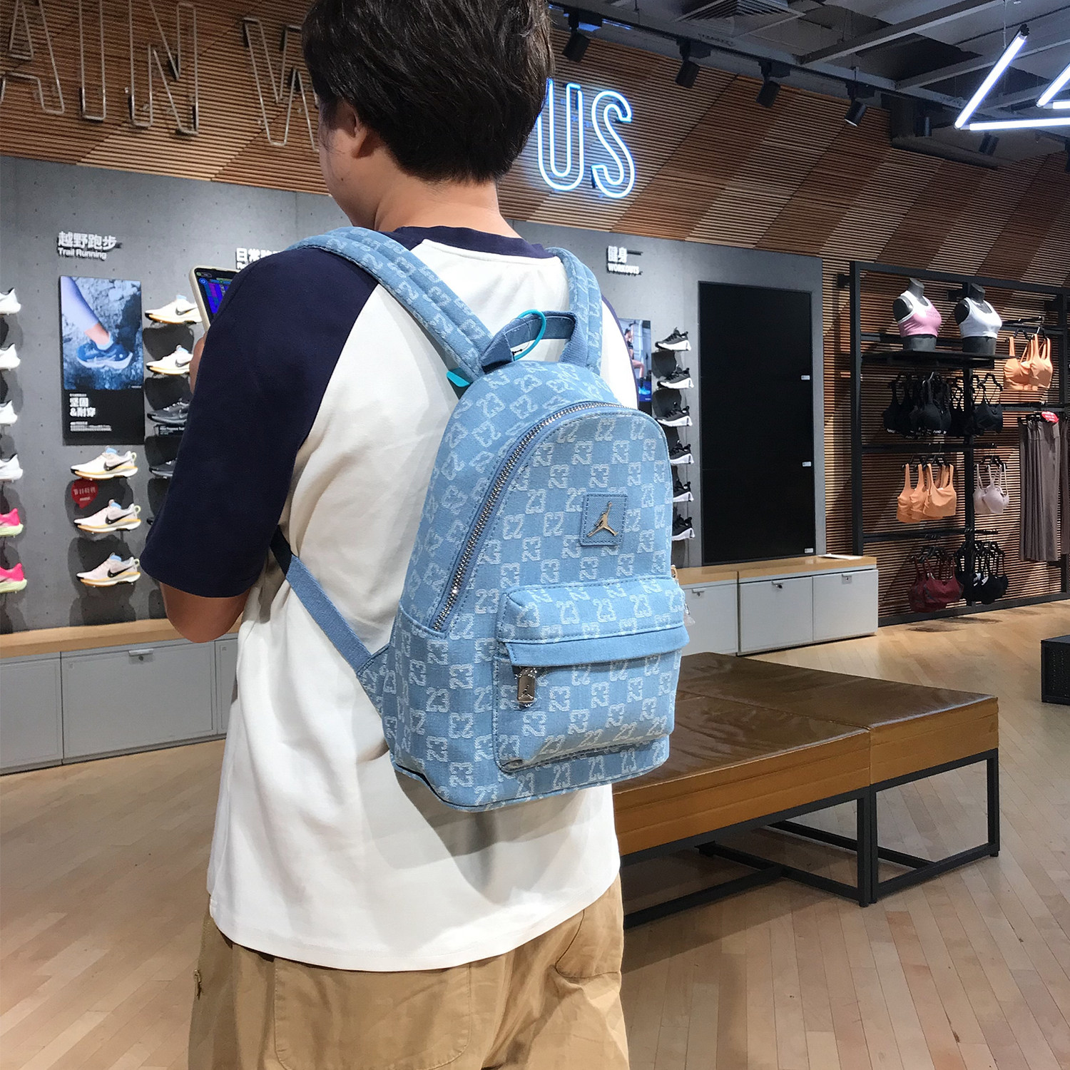 耐克JORDAN休闲满印老花AJ情侣小号书包双肩包背包男女IM4476-467,淘宝优惠券,粉丝福利购,淘宝优惠卷