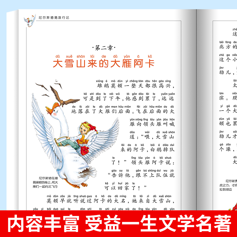 正版尼尔斯骑鹅历险记注音版原著小学生一二三年级课外阅读书籍儿童版1-2-3年级课外书必读上下册读物6-7-8岁畅销书籍骑鹅旅行记-图3