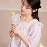 Летняя хлопковая ретро пижама, шорты, комплект, французский стиль, квадратный вырез, короткий рукав