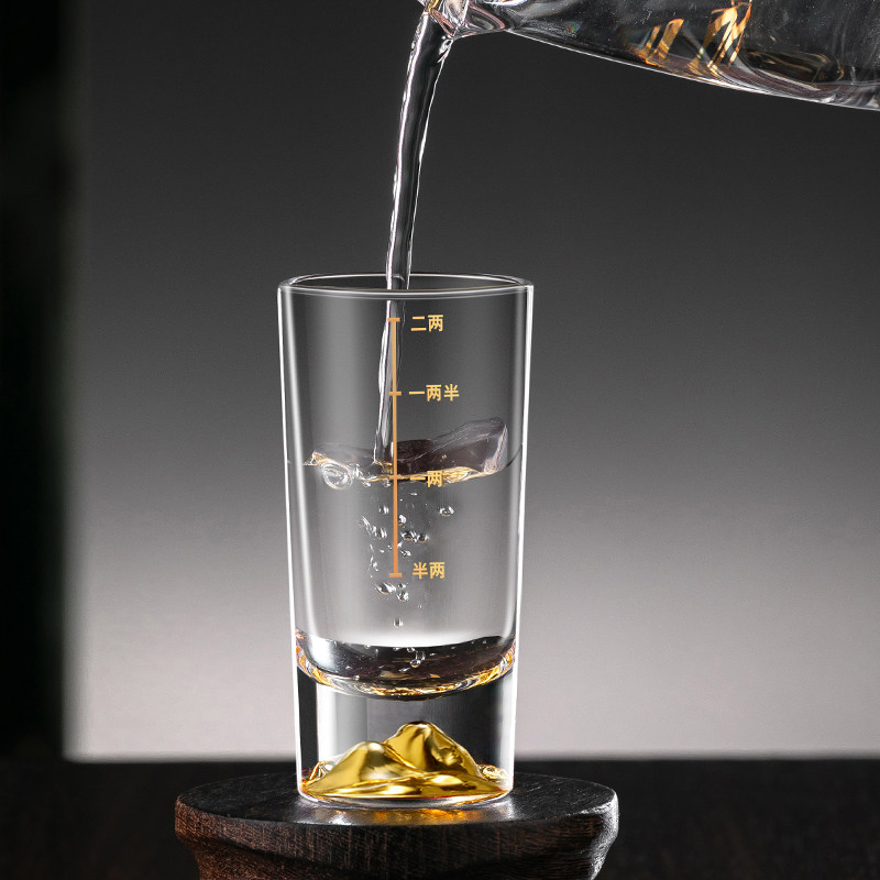 金山二两白酒杯带刻度套装家用高端玻璃酒杯100ml分酒器酒具高档_虎窝淘