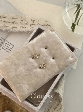 Cloudss「金色蝴蝶结」S925银镀K金蝴蝶结耳扣耳饰礼物