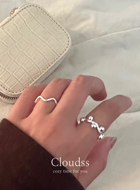 Cloudss 「豆豆戒指」韩系博主同款s925纯银开口可调节戒指