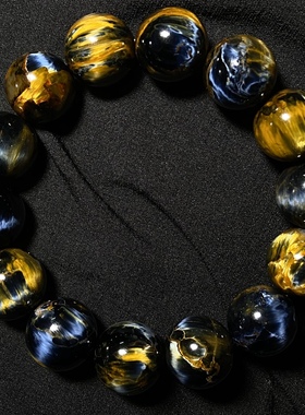 彼得石手链猫眼石手串男女深蓝色猫眼暴风雨宝石地球纹小红书同款