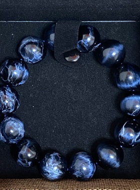 五彩彼得石手链猫眼手串男女深蓝色猫眼风暴彼纹龙鳞凤凰纹彼得石